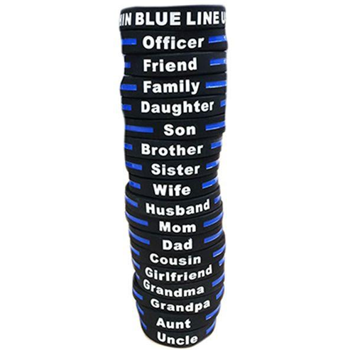 Thin Blue Line Personalized - Thin Blue Line Silicone Bracelet, Husband, 8 Inch