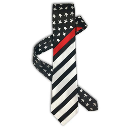 Thin Blue Line Thin Red Line American Flag Tie, Standard