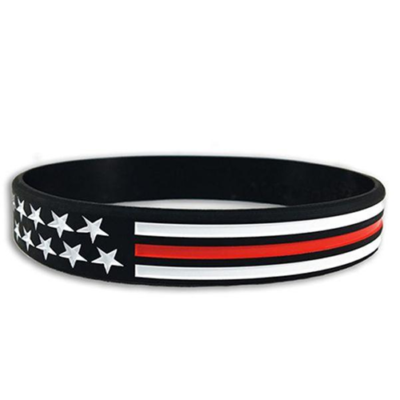 Thin Blue Line Thin Red Line American Flag Bracelet, 8 Inch